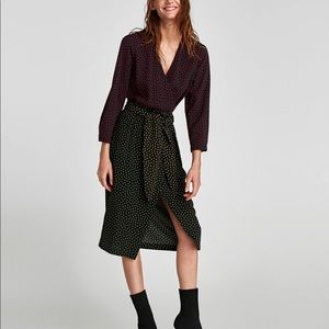Zara multi color polka dot wrap dress